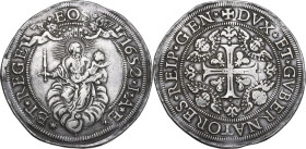 Genova. Dogi Biennali (1528-1797), III fase (1637-1797). Da 2 scudi 1652, sigle IAB. D/ La Beata Vergine in cielo su nube tiene nella destra scettro e...