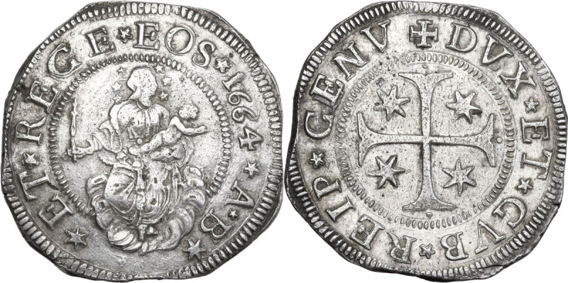 Genova. Dogi Biennali (1528-1797), III fase (1637-1797). Scudo stretto 1664, sig...