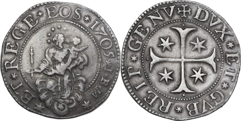 Genova. Dogi Biennali (1528-1797), III fase (1637-1797). Scudo stretto 1705, sig...