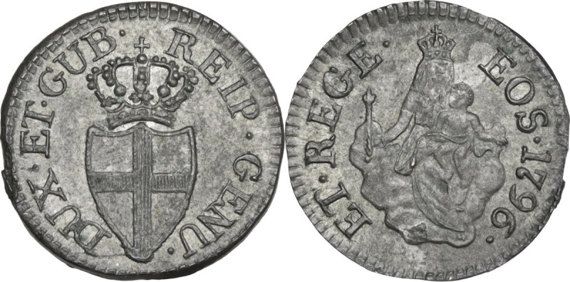 Genova. Dogi Biennali (1528-1797), III fase (1637-1797). Da 8 denari 1796. D/ Sc...