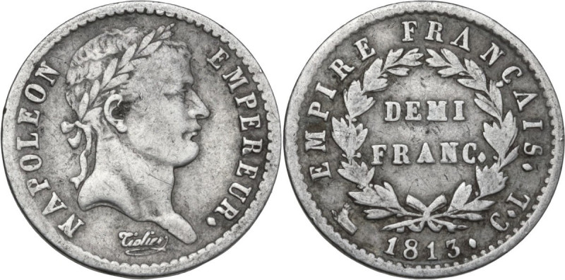 Genova. Napoleone Bonaparte (1805-1814). Demi franc o quarto di franco 1813 C L....