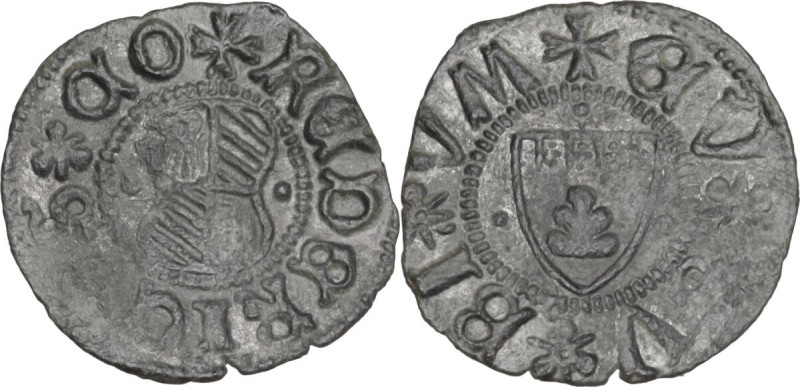 Gubbio. Federico di Montefeltro (1444-1482). Picciolo. D/ Scudo a targa con band...