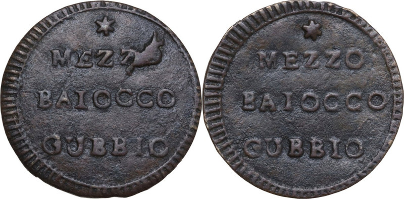 Gubbio. Municipalità provvisoria (1798). Mezzo baiocco. D/ MEZZO BAIOCCO GUBBIO ...