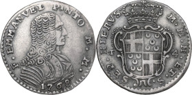 Malta. Fra Emmanuel Pinto (1741-1773). 4 tarì 1768. D/ Busto del Gran Maestro corazzato volto a destra. R/ Arma del Gran Maestro sormontate da corona ...