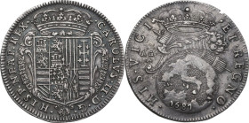 Napoli. Carlo II di Spagna (1674-1700). Tarì 1687. D/ Stemma di Spagna coronato inserito nel collare del toson d'oro. R/ Globo incentrato sull'Italia ...