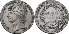 Napoli. Gioacchino Murat (1808-1815). 120 grana o dodici carlini 1810. D/ Testa a sinistra con folta capigliatura e barba. R/ DODICI / CARLINI / 1810 ...