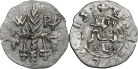 Palermo. Guglielmo II (1166-1189). Terzo di Apuliense, c. 1180-1185. Travaini 1995 364b; Sp. 112; D'Andrea-Contreras (Normans) 363. AG. 0.86 g. 16.00 ...