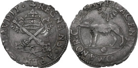Piacenza. Clemente VII (1523-1534), Giulio De Medici. Grossetto da 3 soldi del Giubileo 1525. D/ Chiavi decussate e legate , sormontate da tiara la cu...