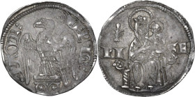 Pisa. Repubblica a nome di Federico I (1155-1312). Grosso da 2 soldi o aquilino minore. D/ Aquila ad ali spiegate volta a sinistra in piedi sopra a ca...