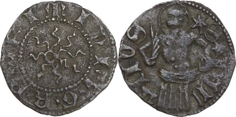 Rimini. Galeotto Roberto (1429-1432). Quattrino. D/ Sole a otto raggi con croce ...