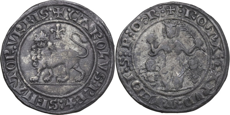 Roma. Carlo d'Angiò, senatore di Roma (1268-1284). Grosso rinforzato. D/ Leone p...