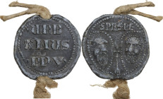 Roma. Urbano V (1362-1370), Guglielmo de Grimoard. Bolla plumbea. D/ •VRB/ANVS/•PP•V•. R/ •S•PA •S•PE. Teste degli apostoli S. Pietro e S. Paolo; tra ...