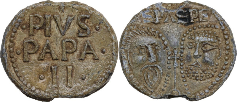 Roma. Pio II (1458-1464), Enea Silvio Piccolomini. Bolla plumbea. D/ +/• PIVS•/•...
