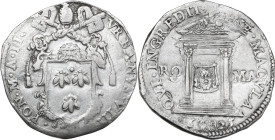 Roma. Urbano VIII (1623-1644) Maffeo Barberini. Testone 1625 A. II. D/ Stemma a targa Barberini sormontato da tiara e chiavi decusaate; cimasa con tes...