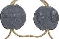 Roma. Innocenzo X (1644-1655), Giovanni Battista Pamphili. Bolla. D/ INNO/CENTIVS/ PAPA/X su quattro righe. R/ SPA SPE. Teste degli apostoli S. Pietro...