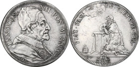 Roma. Innocenzo XII (1691-1700), Antonio Pignatelli. Mezza piastra A. V. D/ Busto a destra con camauro mozzetta e stola; sotto, S. VR (Ferdinand de Sa...