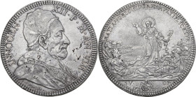 Roma. Innocenzo XII (1691-1700), Antonio Pignatelli. Piastra 1698 A. VIII. D/ Busto a destra con camauro mozzetta e stola ornata di rabeschi. R/ San P...