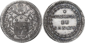 Roma. Pio VI (1775-1799), Giovanni Angelo Braschi. Grosso A. X. D/ Stemma Braschi sormontato da tiara e chiavi decussate. R/ * AVXILIVM DE SANCTO su q...