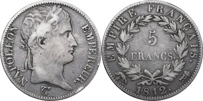 Roma. Napoleone I Imperatore di Francia e d'Italia (1805-1814). 5 franchi 1812. ...