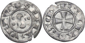 Siena. Repubblica (1180-1390). Grosso da 2 soldi, 1280-1285. D/ Grande S accostata da quattro globetti. R/ Croce patente. CNI 36; MIR (Toscana, zecche...