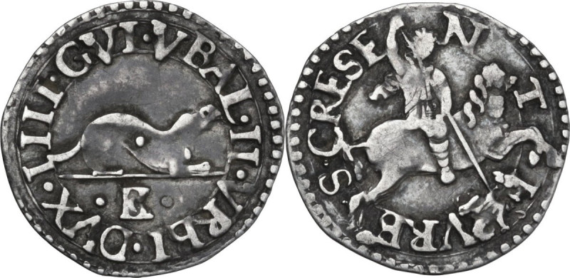 Urbino. Guidobaldo II della Rovere (1538-1574). Armellino o volpetta. D/ Armelli...