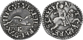 Urbino. Guidobaldo II della Rovere (1538-1574). Armellino o volpetta. D/ Armellino leggermente accovacciato volto a destra; sotto, in esergo, lettera ...