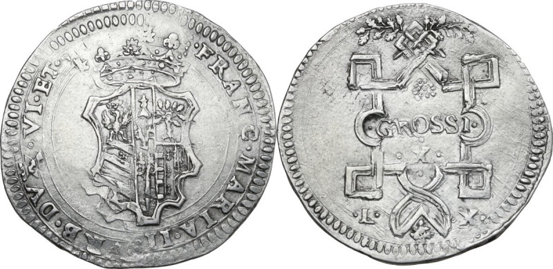 Urbino. Francesco Maria II della Rovere (1574-1624). Scudo da 10 grossi. D/ Stem...