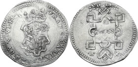Urbino. Francesco Maria II della Rovere (1574-1624). Scudo da 10 grossi. D/ Stemma Della Rovere. R/ In cartella barocca a lati rettilinei e curvilinei...