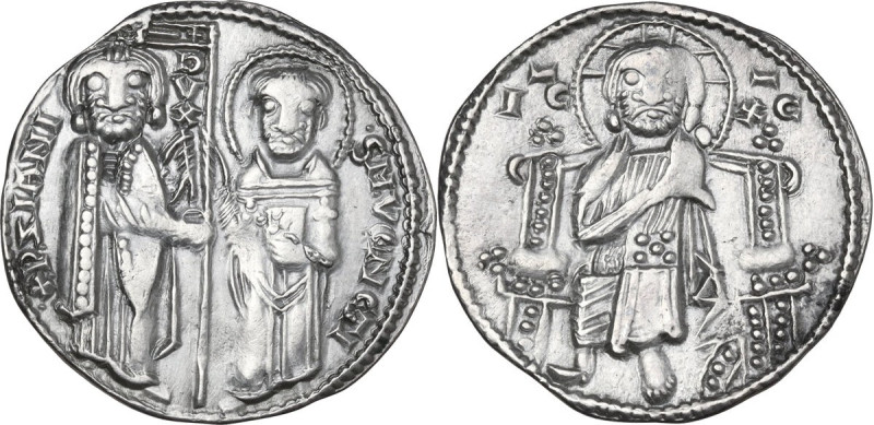 Venezia. Pietro Ziani (1205-1229). Grosso matapan. D/ San Marco, in piedi a dest...