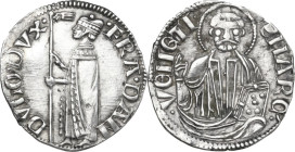 Venezia. Francesco Dandolo (1328-1339). Mezzo grosso o mezzanino. D/ IL Doge stante a sinistra regge il vessillo con entrambe le mani. R/ Busto nimbat...