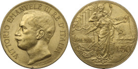 Vittorio Emanuele III (1900-1943). 50 lire 1911 cinquantenario dell'Unità d'Italia. Pag. (decimali) 656; MIR (Savoia) 1122a. AU. 16.16 g. 28.00 mm. SP...