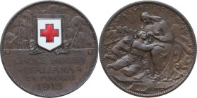 Regnando Vittorio Emanuele III (1900-1943). 10 centesimi 1915 della Croce Rossa Italiana. Mont. 04. AE e smalti. 9.65 g. 30.50 mm. NC. SPL+/qFDC.