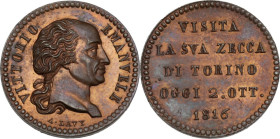 Vittorio Emanuele I (1802-1821). Medaglia 1816 per la visita alla zecca di Torino. D/ Testa del sovrano a destra; sotto, A. LAVY. R/ VISITA LA SVA ZEC...
