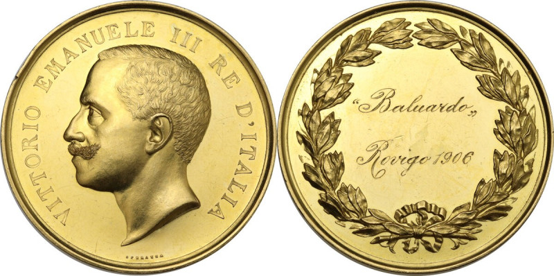 Vittorio Emanuele III (1900-1943). Medaglia premio 1906. D/ Testa del re a sinis...