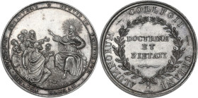 Pio VII (1800-1823), Barnaba Chiaramonti. Medaglia premio per il Collegio Urbano di Propaganda Fide. D/ EVNTES IN VNIVERSVM MVNDVM PRAEDIC EVANG OMNI ...