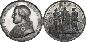 Pio IX (1846-1878), Giovanni Mastai Ferretti. Medaglia straordinaria A. I per il Possesso del Laterano. D/ PIVS IX PONTIFEX MAXIMVS ANNO I. Busto a si...