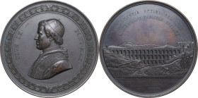 Pio IX (1846-1878), Giovanni Mastai Ferretti. Medaglia massimo modulo 1854 per la costruzione del ponte di Ariccia. D/ PIVS IX PONT MAX. Busto a sinis...