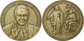 Francesco I (2013- ), Jorge Mario Bergoglio. Trittico in cofanetto della zecca di medaglie A. I comprendente oro, argento e bronzo. D/ FRANCISCUS PONT...