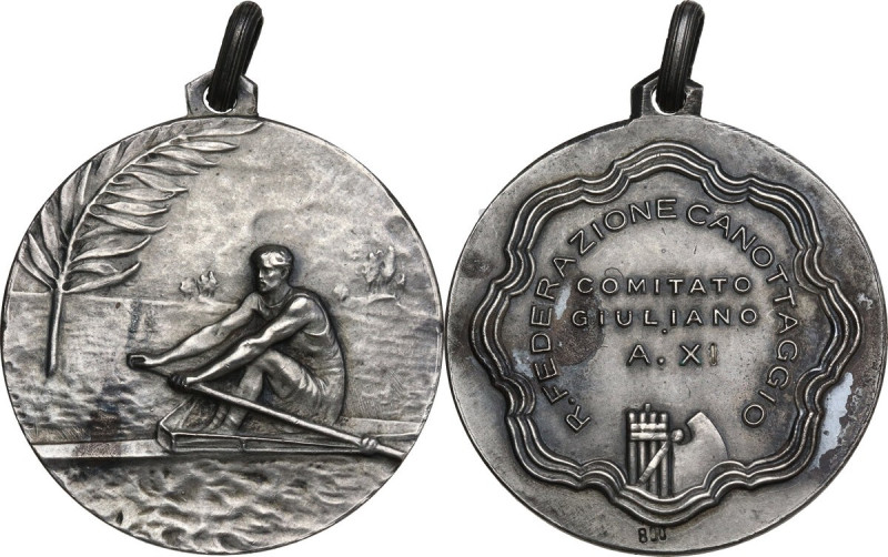 Era Fascista. Medaglia premio A. XI (1933) della Regia Federazione Canottaggio d...