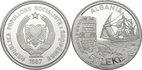 Albania. People's Socialist Republic (1976–1991). 50 Leke 1987. AR. 168.15 g. 65.00 mm. 2600 Years Seaport of Durazzo. 15.000 pcs minted. One of the h...