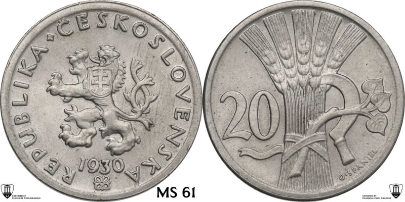 Czechoslovakia. First Republic (1918-1938). CU/NI 20 Haleru 1930. KM 1. CU/NI. 3...