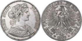 Germany. Frankfurt. Free City (1815-1866). 2 Taler 1866. KM 365; Jaeg. 43. AR. 37.07 g. 41.00 mm. Superb iridescent tone on frosty surfaces. Minor hai...