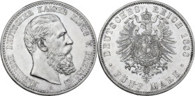 Germany. Preussen. Friedrich III (1831-1888). 5 Mark 1888 A, Berlin mint. KM 512; Jaeg. 99. AR. 27.80 g. 38.00 mm. Prooflike. AU/MS.