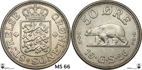Greenland. Christian X (1912-1947). 50 Øre 1926 HCN GJ. KM 7. AL/AE. 3.97 g. 21.50 mm. One year type. In exceptional condition for issue. Encapsulated...