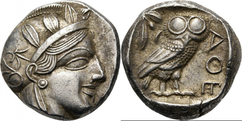 AR Tetradrachm ca. 430–415 BC, Attica, ATHENS Head of Athena right, wearing cres...