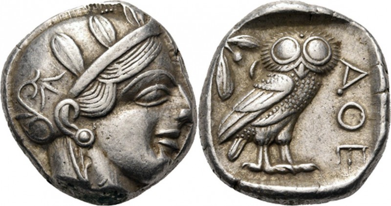 AR Tetradrachm ca. 430–415 BC, Attica, ATHENS Head of Athena right, wearing cres...