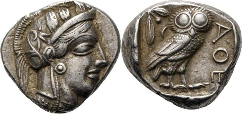 AR Tetradrachm ca. 450 BC, Attica, ATHENS Head of Athena right, wearing crested ...