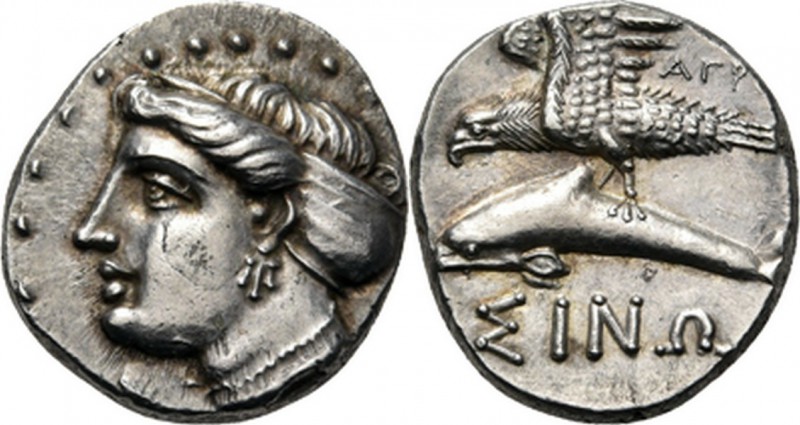 AR Drachm ca. 330 BC., Paphlagonia, SINOPE Head of nymph Sinope left with hair i...