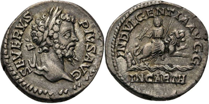 AR Denarius Rome 202–210 AD, SEPTIMIUS SEVERUS 193–211 AD Laureate head right SE...