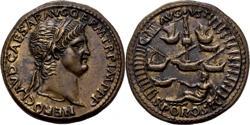 Æ Sestertius n.d, PADUANS Imitation by Giovanni Cavina. Laureate head Nero right...